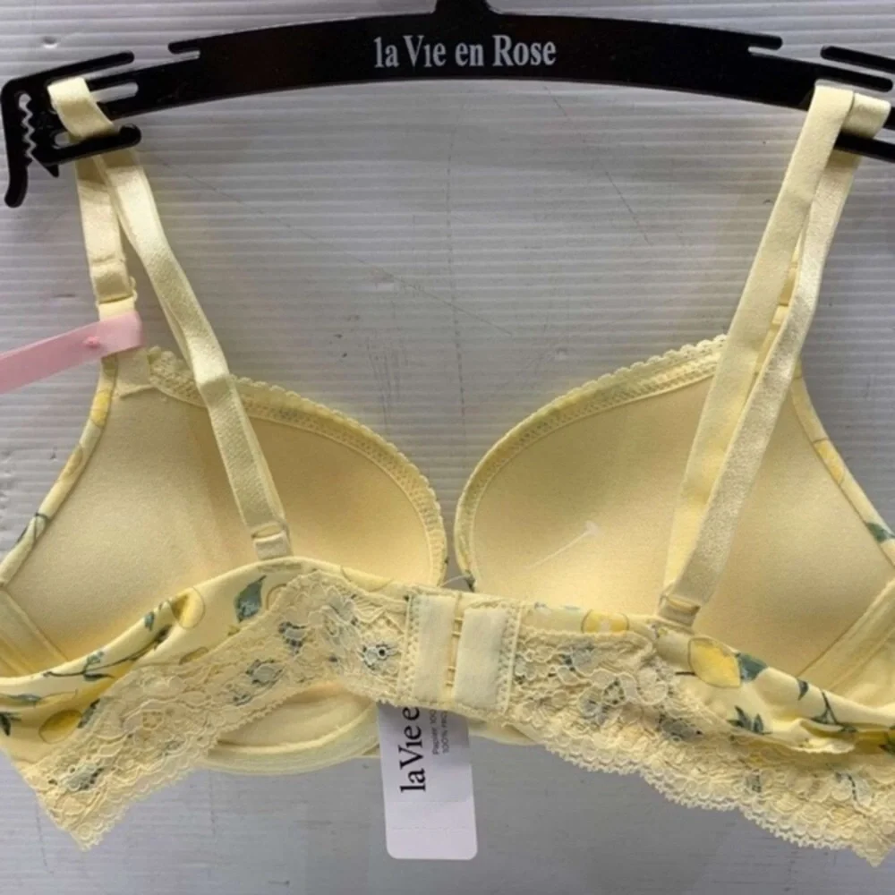 NWT La Vie En Rose Cream Lemon-Print Lace Push-Up Bra - Picture 4 of 4